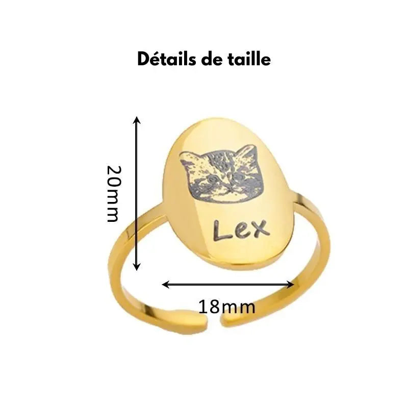 Bague en or avec motif de chat - Bague personnalisée pour les amoureux des animaux