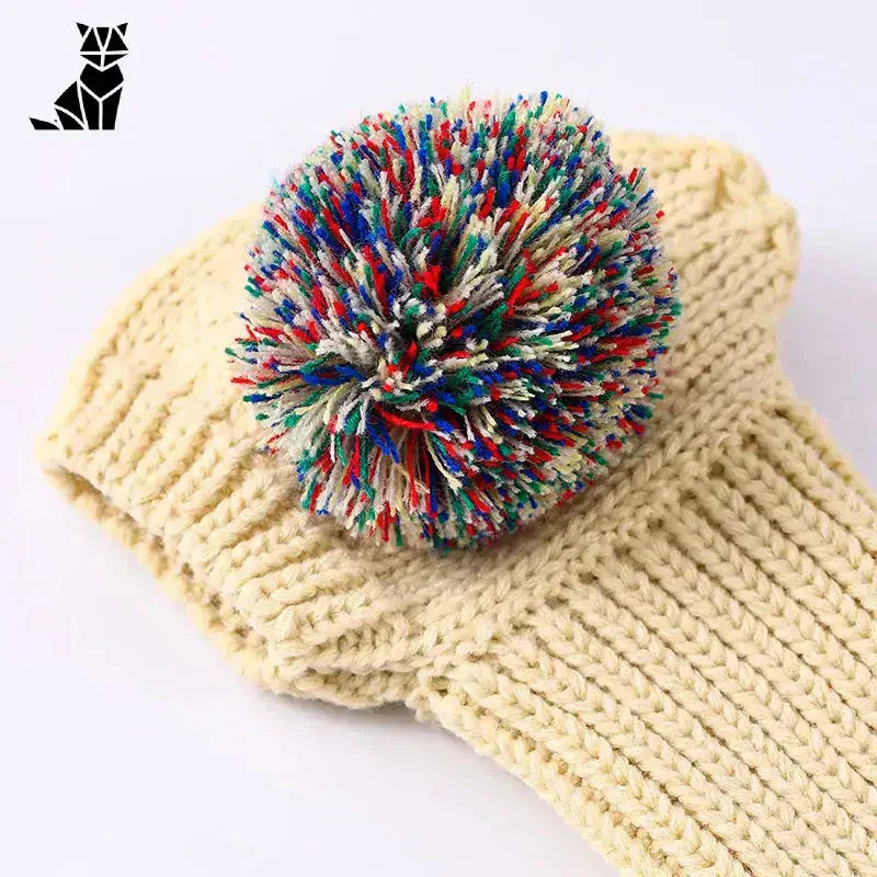 Chapeau de chien pour les promenades hivernales - Chapeau en laine tricoté avec un pompon pour des promenades hivernales douillettes