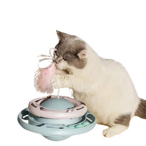 Jouet interactif pour chat : Jouet Interactif Design. Chat jouant joyeusement avec le jouet Transparent Background