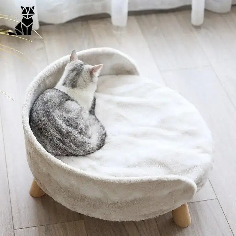 Canapé Douillet En Bois Pour Le Sommeil Confortable De Votre Chat - 35x35x30cm