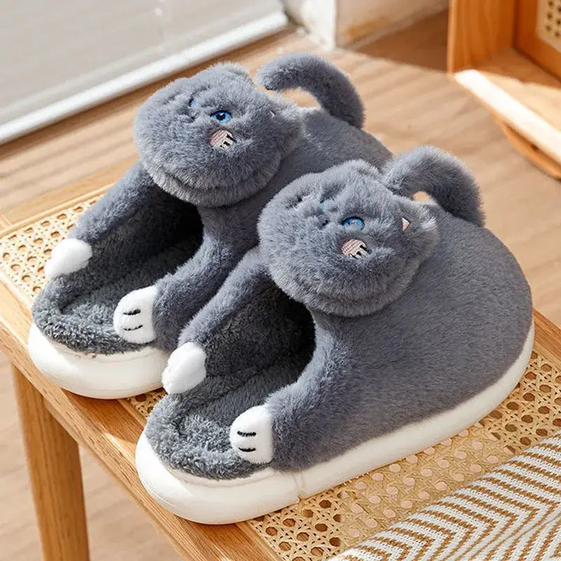 Paire de chaussons douillets en coton avec motif de lapin gris de Cat Lover Soft Cotton Socks