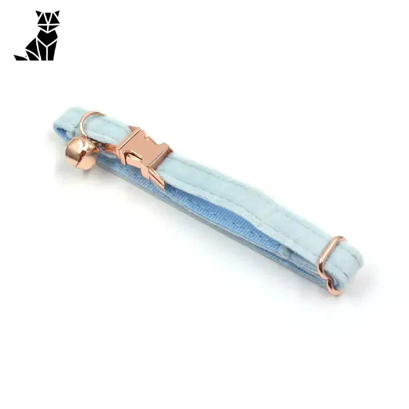 Collier velours bleu avec boucle or rose, personnalisé, magnifique collier velours chat