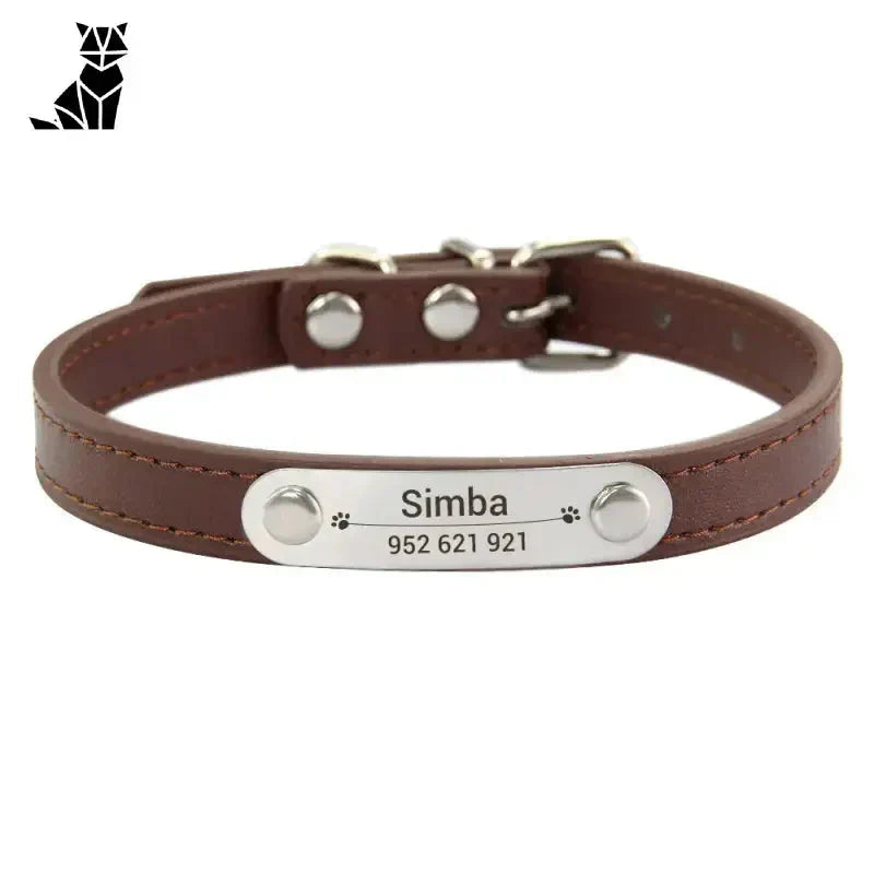 Collier pour chien en cuir doux personnalisé avec nom gravé - Collier en cuir souple personnalisable