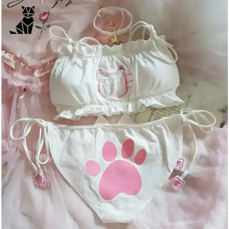 Ensemble Chat: Confort élégant Pour Femmes Félines à La Maison - Blanc / s