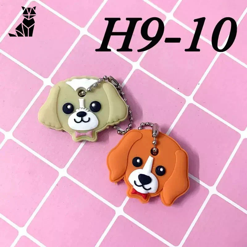 Lot de 2 porte-clés en silicone avec visage de chien mignon