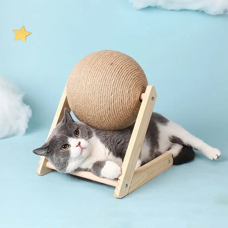 Chat se prélassant sur un griffoir en bois massif, parfait pour les animaux de bois décembre