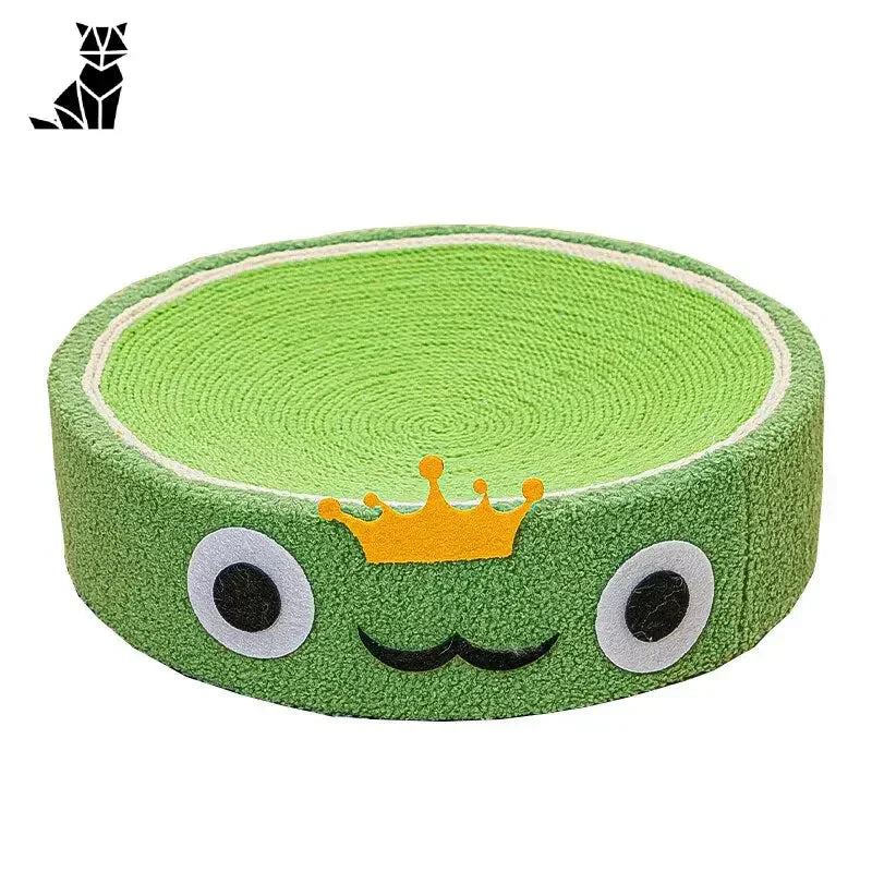 Ruban vert avec un sourire pour Chic Cat Scratching Post - parfait pour les amoureux des animaux