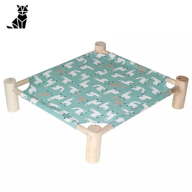 Tabouret en bois durable avec motif d’animaux polaires pour chats - Hamac en bois durable pour chats