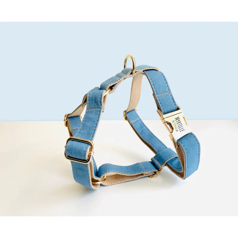 Harnais Chien Personnalisé Coton Bleu Jean