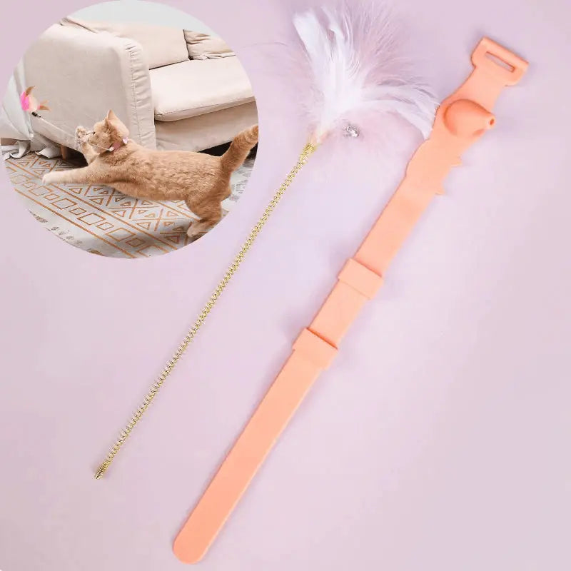 Jouet pour chat avec plume - ’Play together with CatyPlume’ : parfait pour jouer ensemble