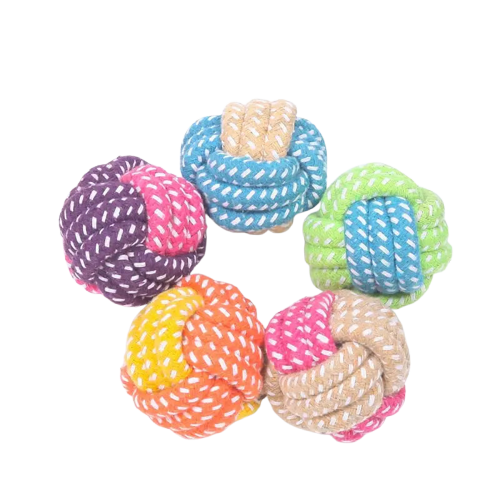 Jouet interactif à mâcher en lin pour chien - Boules en tissu colorées pour Chien & Jouet Interactif Transparent Background