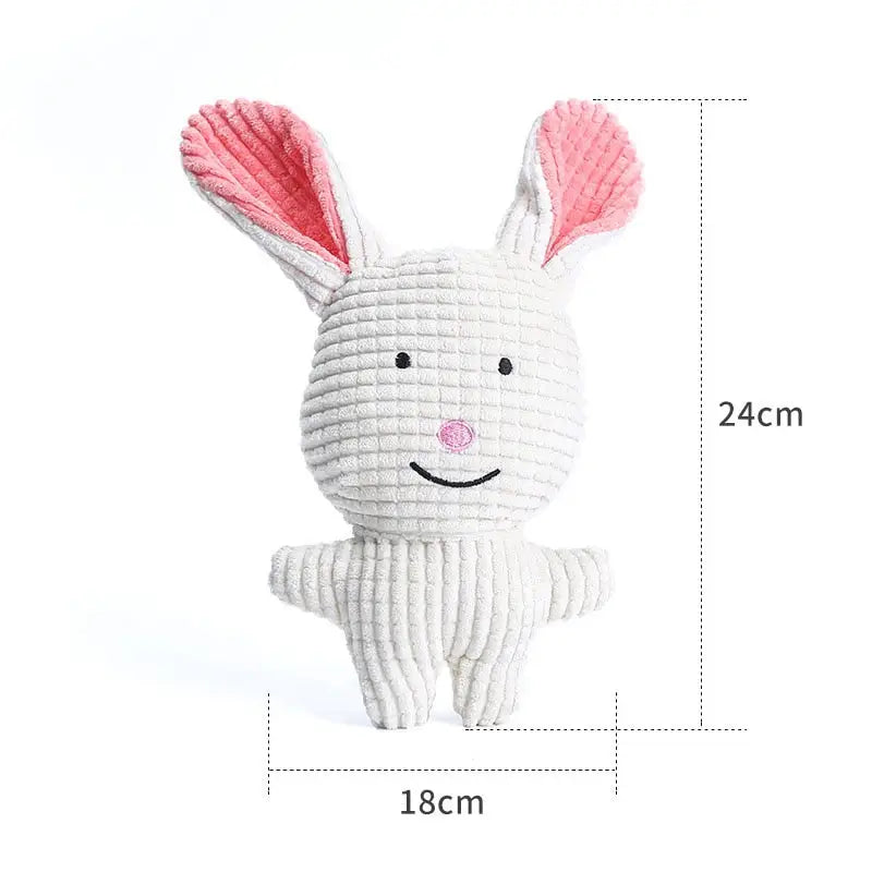 Animal en peluche lapin blanc avec oreilles roses - Jouet amusant en forme d’âne avec grincement, forme dâne jouet