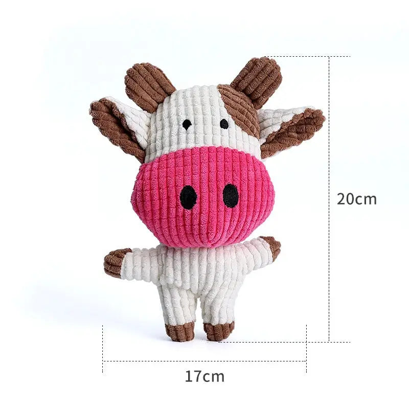 Forme d’âne jouet - Jouet en peluche Vache avec nez rose et couineur intégré
