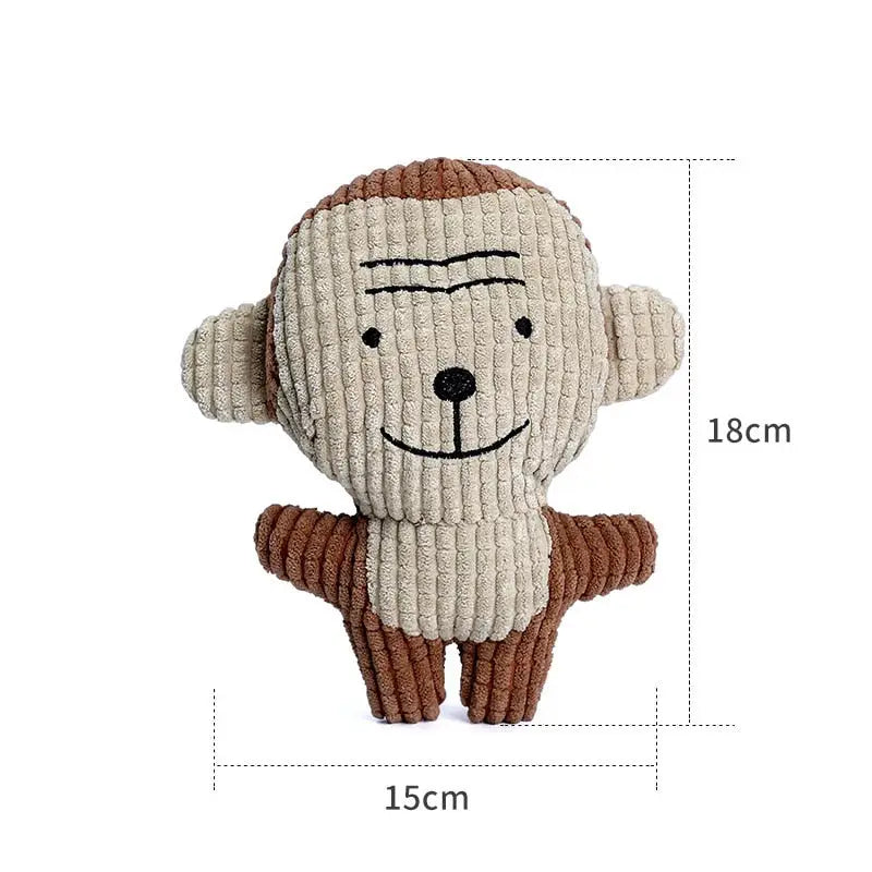 Jouet singe en peluche sur fond blanc, forme dâne, jouet amusant et grinçant pour les enfants
