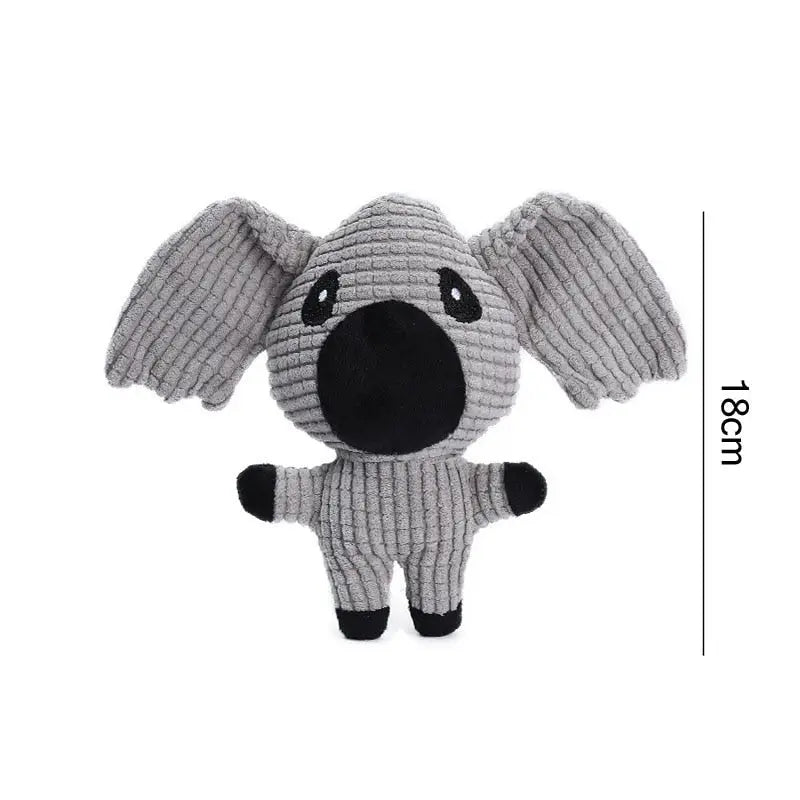 Adorable éléphant en peluche forme dâne en pull gris, nez noir, couineur à l’intérieur