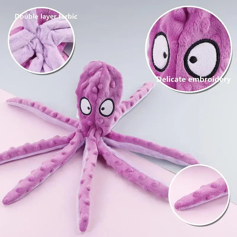 Peluche sonore Octopus peluche avec tête de pieuvre violette et mécanisme sonore