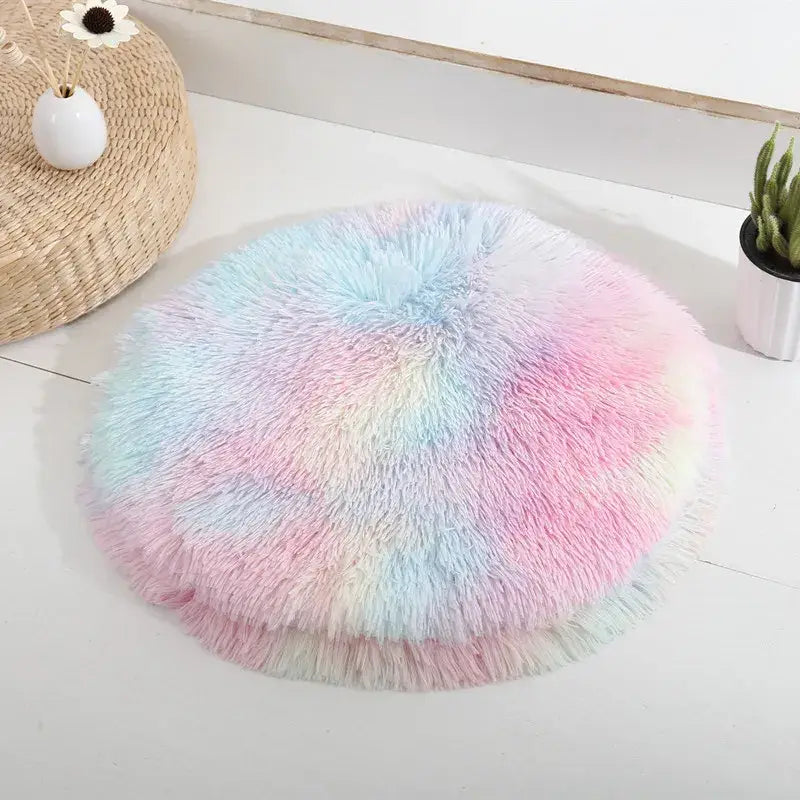 Lit rond avec des couleurs pastelles pour chatons et petits chiens