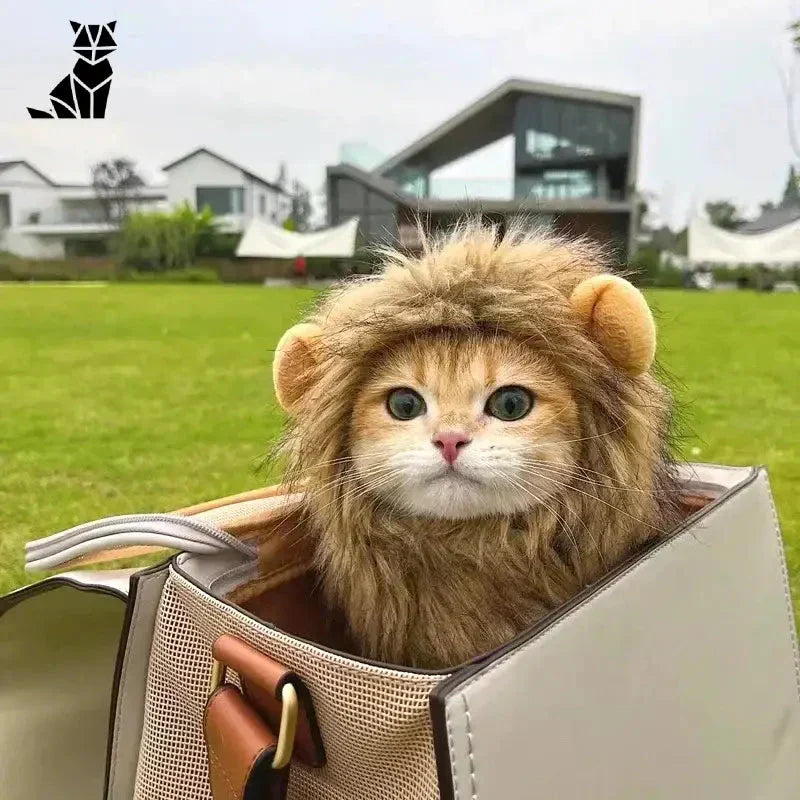 Chat dans un doux manteau de velours corail avec un animal en peluche à l’intérieur d’un sac
