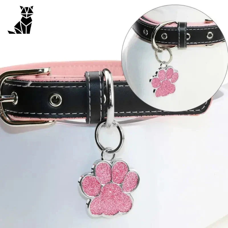 Collier rose avec boucle en métal pour chien, idéal pour médaille personnalisée et gravure