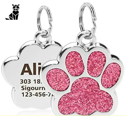 Médaille personnalisée pour chien avec gravure élégante - Nom du chien et charm patte