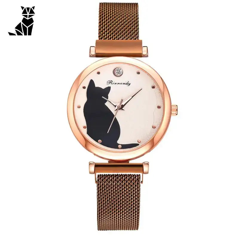 Montre Chat Au Sublime Cadran Doré Pour Un Style Irrésistible - Café