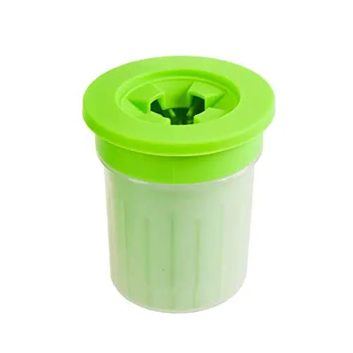 Nettoyeur de pattes pour chien en silicone vert avec couvercle