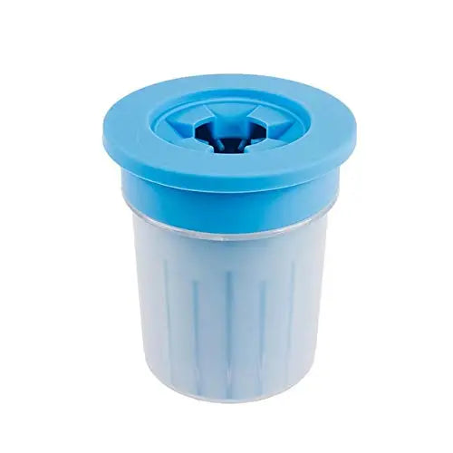 Nettoyeur de pattes de chien en silicone bleu avec couvercle