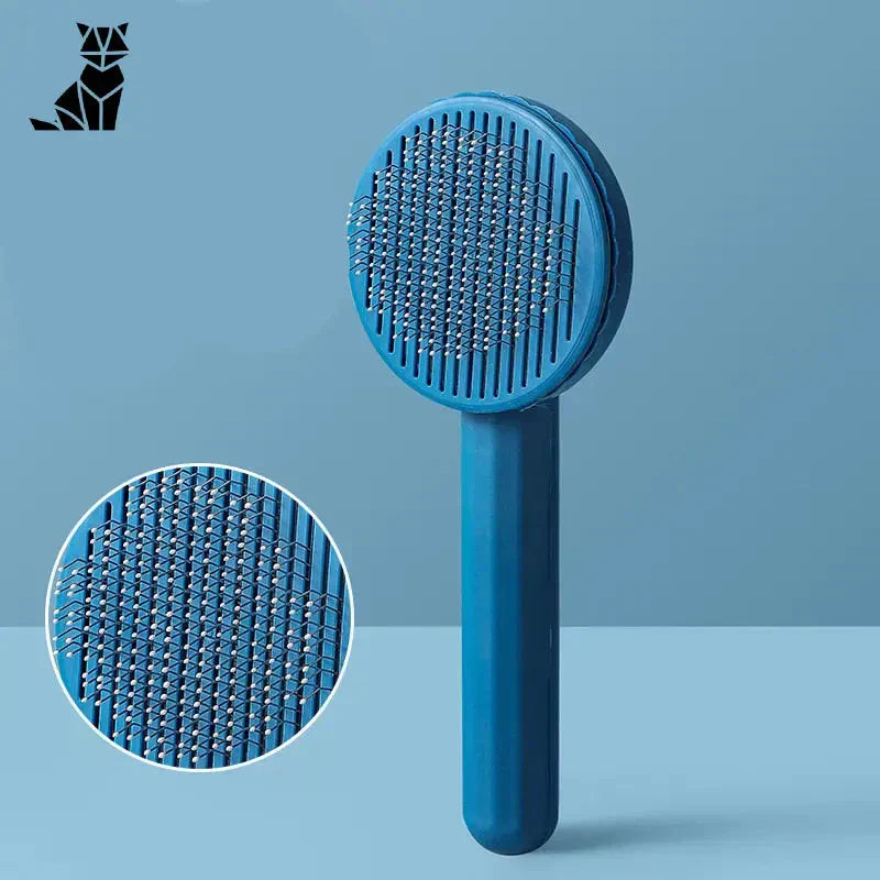 Peigne à chat - Design ergonomique, brosse bleue pour enlever les poils morts, fond blanc