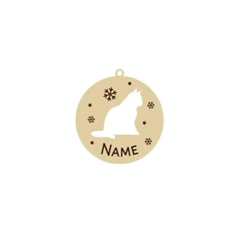 Pendentif personnalisé chat - Cadeau unique Bijou, breloque plaquée or avec chat et flocon de neige