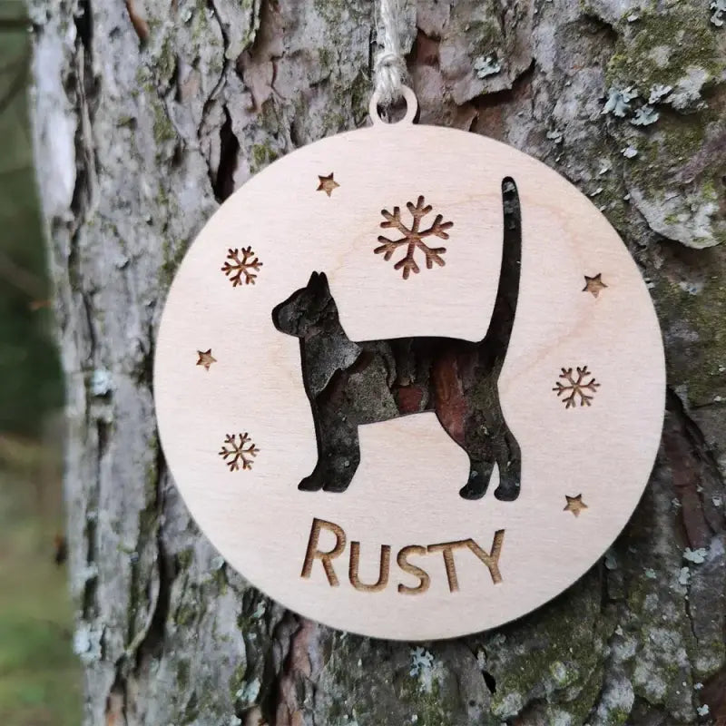 Bijou unique : Pendentif personnalisé en forme de chat - Cadeau spécial, ornement en bois avec un motif de chat
