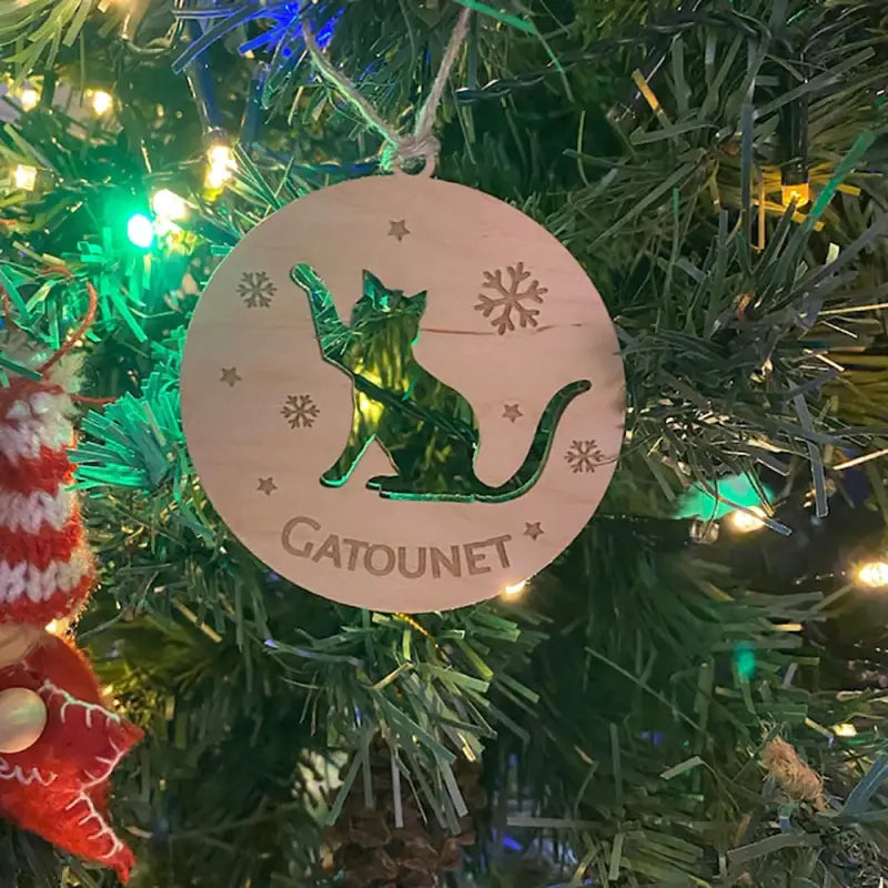 Arbre de Noël avec ornement unique en forme de chat - Pendentif Bijou de chat personnalisé, Idéal Cadeau