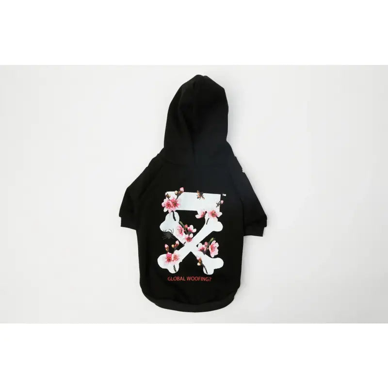 Sweat à capuche noir avec motif de chat blanc pour animaux : Chandail chaud et stylisé pour chien