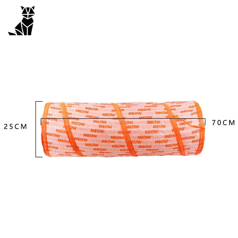 Ruban orange avec ’nous sommes maintenant’ sur le tunnel de jeu pour chat - Durable Nylon Fun